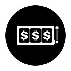 Dollar slot reels icon black and white vector illustration