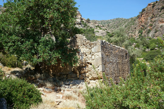 Asclepieion temple at Lissos,  E4 European long distance hiking path, Crete, Greece