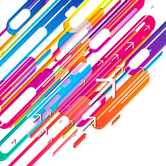 Trendy geometric style abstract background with colorful lines and arrows. 