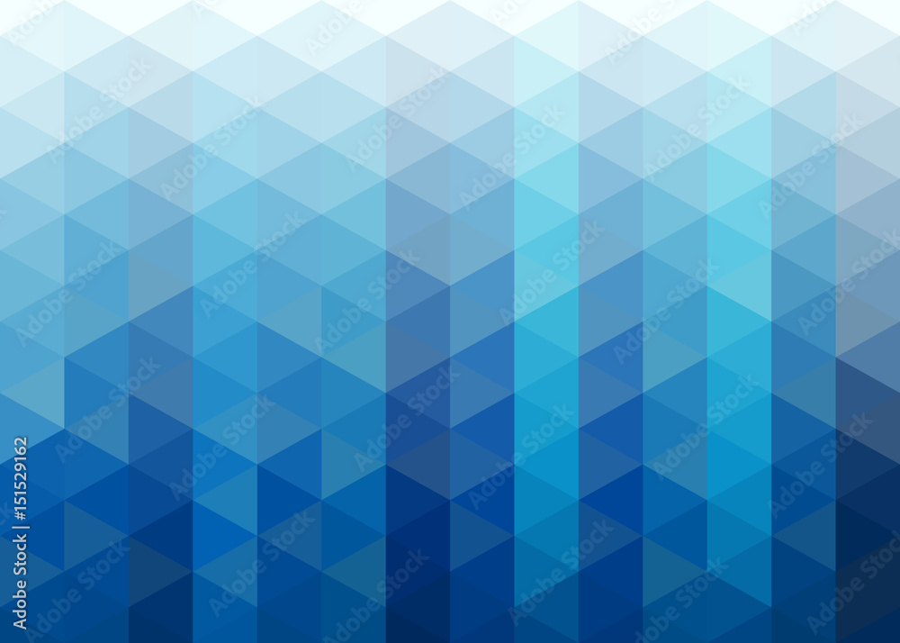 Poster Abstract blue triangles mosaic background. Design with place for text. A4 format.