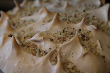 Pink souffle with nuts