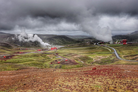 Krafla geothermal power station in northern Iceland