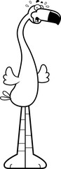 Scared Cartoon Flamingo