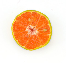  Half orange isolated on white background.