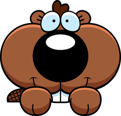 Obraz premium Cartoon Beaver Kit Peeking