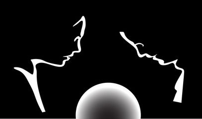 Vector profile man and woman face