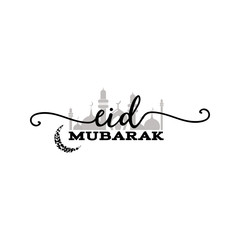 Eid Mubarak badge design . Sticker, stamp, - handmade. With the use of typography elements, calligraphy and lettering. Banner for a website or blog.
