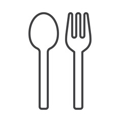 Fork and spoon line icon, outline vector sign, linear style pictogram isolated on white. Menu symbol, logo illustration. Editable stroke