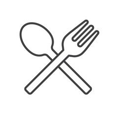 Fork and spoon line icon, outline vector sign, linear style pictogram isolated on white. Menu symbol, logo illustration. Editable stroke