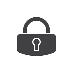 Lock, password icon vector, filled flat sign, glyph style pictogram isolated on white. Symbol, logo illustration. Pixel perfect