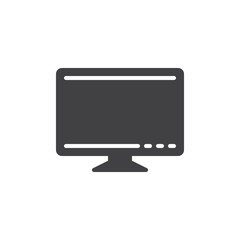 Desktop screen, monitor icon vector, filled flat sign, glyph style pictogram isolated on white. Symbol, logo illustration. Pixel perfect