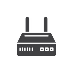 Obraz premium Internet router icon vector, filled flat sign, glyph style pictogram isolated on white. Symbol, logo illustration. Pixel perfect