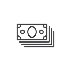 Bundle of money outline icon, line vector sign, linear style pictogram isolated on white. Symbol, logo illustration. Editable stroke. Pixel perfect