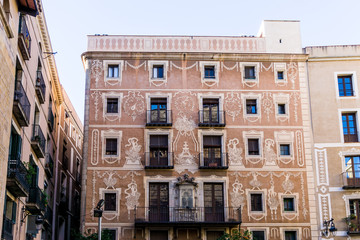 Cityscape in Barcelona Europe - street view of Old town in Barcelona, Spain