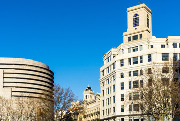 Fototapeta premium Cityscape in Barcelona Europe - street view of Old town in Barcelona, Spain