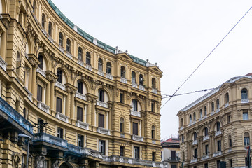 Street view of old town in Naples city, italy Europe