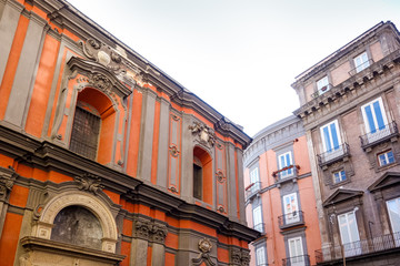 Fototapeta premium Street view of old town in Naples city, italy Europe
