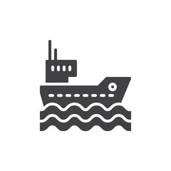 Cargo ship icon vector, filled flat sign, solid pictogram isolated on white. Symbol, logo illustration. Pixel perfect