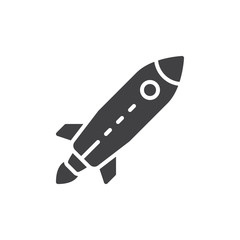 Rocket icon vector, filled flat sign, solid pictogram isolated on white. Startup symbol, logo illustration. Pixel perfect