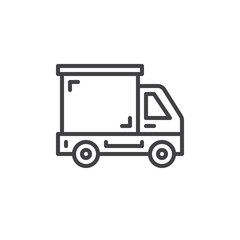 Delivery truck, lorry line icon, outline vector sign, linear style pictogram isolated on white. Symbol, logo illustration. Editable stroke. Pixel perfect