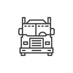 Interstate truck line icon, outline vector sign, linear style pictogram isolated on white. Symbol, logo illustration. Editable stroke. Pixel perfect