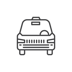Taxi line icon, outline vector sign, linear style pictogram isolated on white. Symbol, logo illustration. Editable stroke. Pixel perfect
