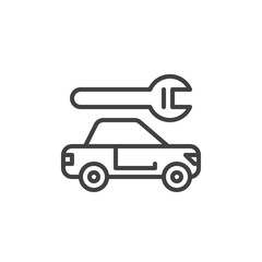 Car service line icon, outline vector sign, linear style pictogram isolated on white. Symbol, logo illustration. Editable stroke. Pixel perfect
