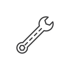 Wrench, Service line icon, outline vector sign, linear style pictogram isolated on white. Symbol, logo illustration. Editable stroke. Pixel perfect