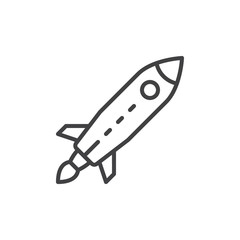 Rocket line icon, outline vector sign, linear style pictogram isolated on white. Startup symbol, logo illustration. Editable stroke. Pixel perfect