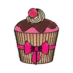 delicious and sweet cupcake icon vector illustration design