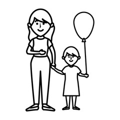 beautifull mother with daughter avatar character vector illustration design