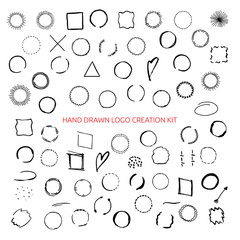Hand drawn logo creation kit.