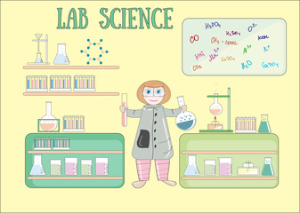 Chemistry laboratory, women, reagents, science, research