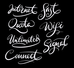 Internet and connect hand written typography. Good use for logotype, symbol, cover label, product, brand, poster title or any graphic design you want. Easy to use or change color
 