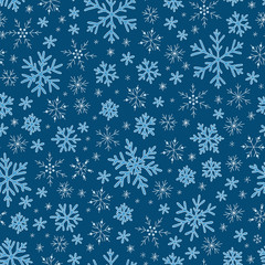 Seamless blue pattern with snowflakes
