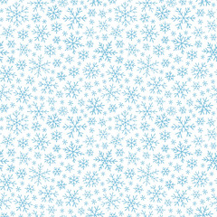 Christmas seamless doodle pattern with snowflakes