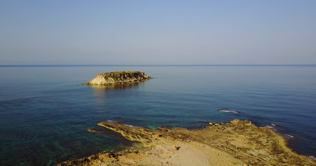 wild island of seagulls in the Mediterranean Ocean. Travel. Around the World