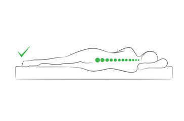 The correct spine alignment when sleeping by on the side sleeping position.