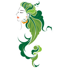 abstract hair style icon, logo women face