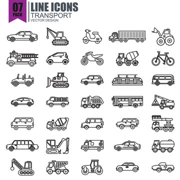 Simple set of transport line icons