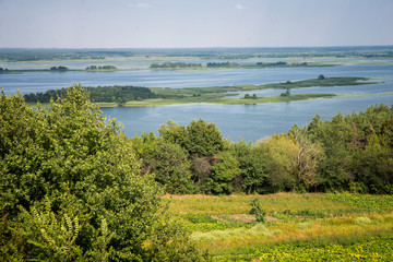 Fototapeta na wymiar view of the island on the Dnieper River from a height