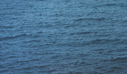 Waves of blue quiet ocean coast landscape. Background sea scape. Panorama horizon perspective view nature hiliday. Travel summer mockup concept, backdrop water seascape, mock up