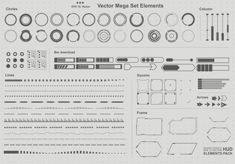 set of black and white infographic elements
