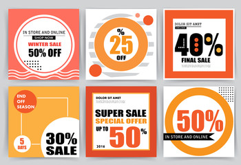 Sale banner templates, posters, email and newsletter designs. Set of season sale templates