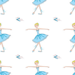 Cute little ballerina seamless pattern