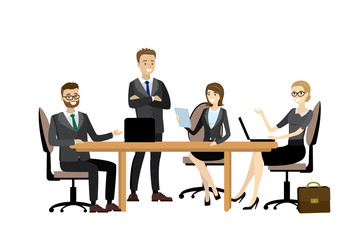 business team brainstorming together in office