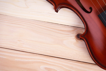 violin on wooden background