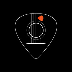 Creative designed of Flat Acoustic Guitar , Vector Illustrator eps10