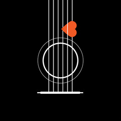 Creative designed of Flat Acoustic Guitar , Vector Illustrator eps10