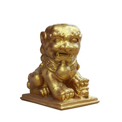  golden   lion Chinese  on isolate background and clipping path.